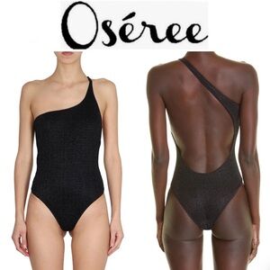 COPY - LOséree Lumière Asymmetric One-Shoulder High-Cut Swimsuit in Black sz S …